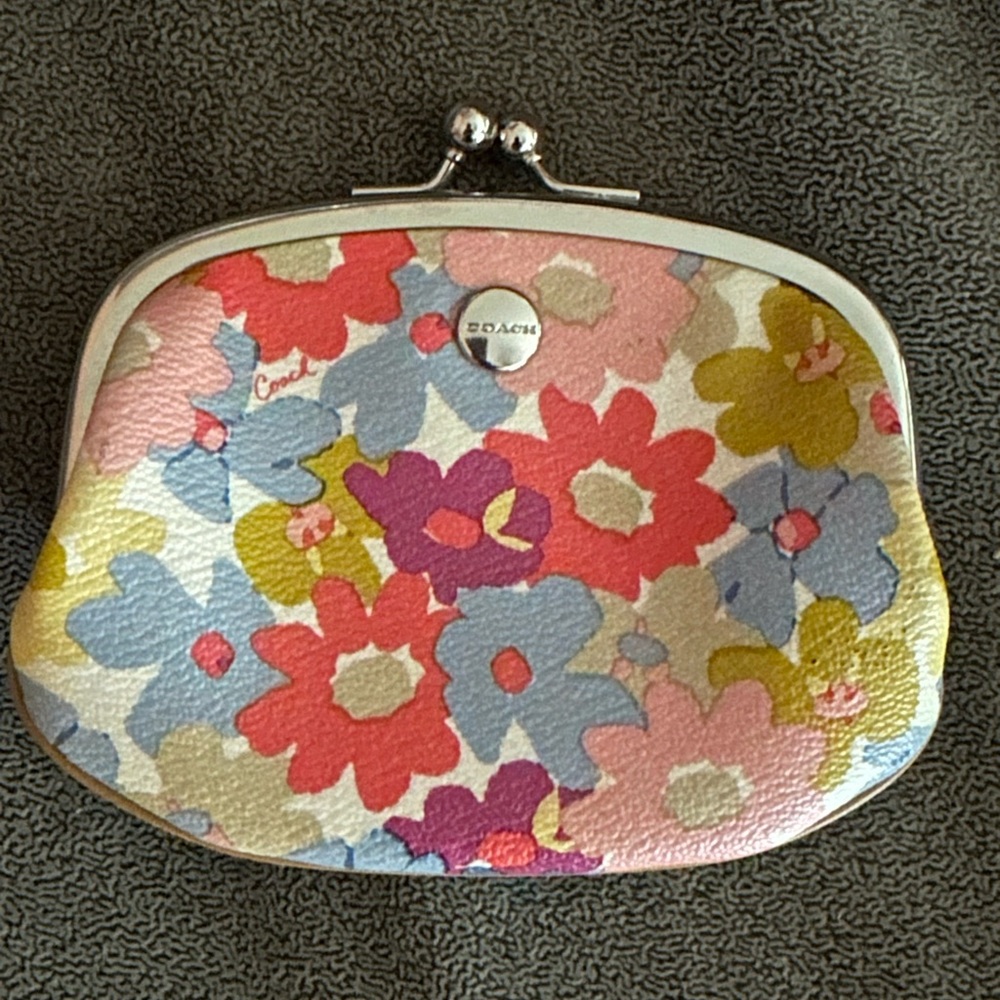 Coach Multicolor Floral Coin Purse